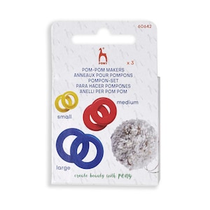 Pony Pom Pom Maker Set - 3 Sizes-in-one - Crafts Sewing Bobbles