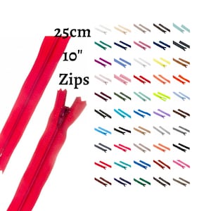 YKK Nylon Closed End 25cm 10&quot; Zips (x1) Singles Multi-colours Cushions Clothing