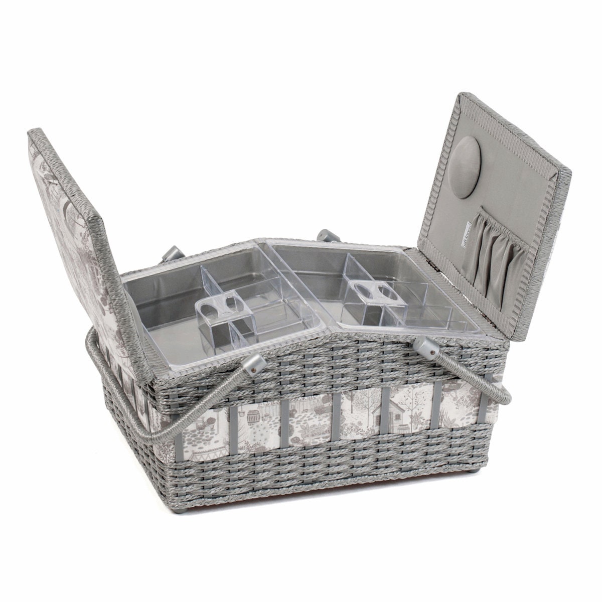Hobbygift Sewing Box Grey Wicker Basket in the Garden Etsy