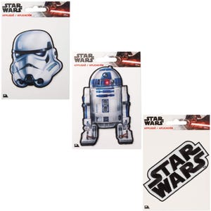 Offizielle Disney Star Wars Applikation Motiv Aufnäher zum Aufbügeln - Stormtrooper, Millenium Falke, Xwing, R2D2, Logo