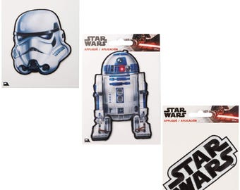 Official Disney Star Wars Applique Motif Patches Iron On - Stormtrooper, Millennium Falcon, Xwing, R2D2, Logo