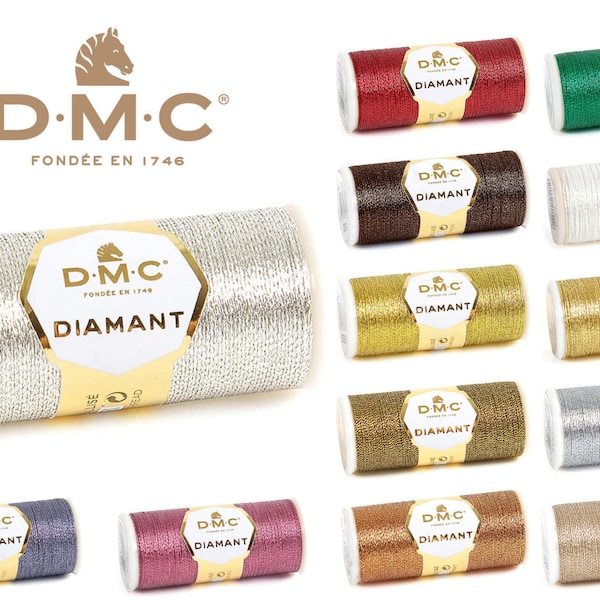 Fil métallique DMC Diamant 35 m - Toutes les couleurs - Fil à broder métallique