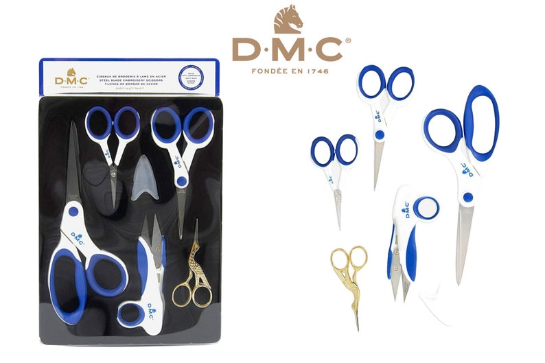 DMC Pack de 5 ciseaux de broderie de couture essentiels Snips de couture de cigogne image 1