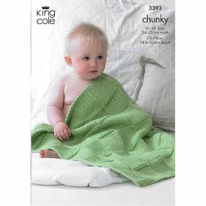 May include: A baby wrapped in a light green knitted blanket. The blanket has a textured pattern and is approximately 24-25 inches wide and 28¾-30¾ inches long. The image includes the text "chunky".
