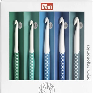 PRYM Häkelnadelset für Wolle Ergonomics 7 mm -12 mm , 218441 soft touch