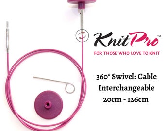KnitPro 360 Swivel Cables : Interchangeable 20cm-126cm - craft, sewing, quilting knitting, Embroidery & detailed work