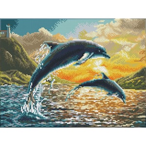 Diamond Dotz - Squares - Dolphin Sunset - 42 x 31.5cm - Crafts - Gifts - Make