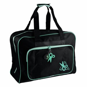 HobbyGift Torba na maszynę do szycia - Czarna/Turkusowa - Przechowywanie - rękodzieło, szycie, pikowanie, robienie na drutach, haft i szczegółowa praca