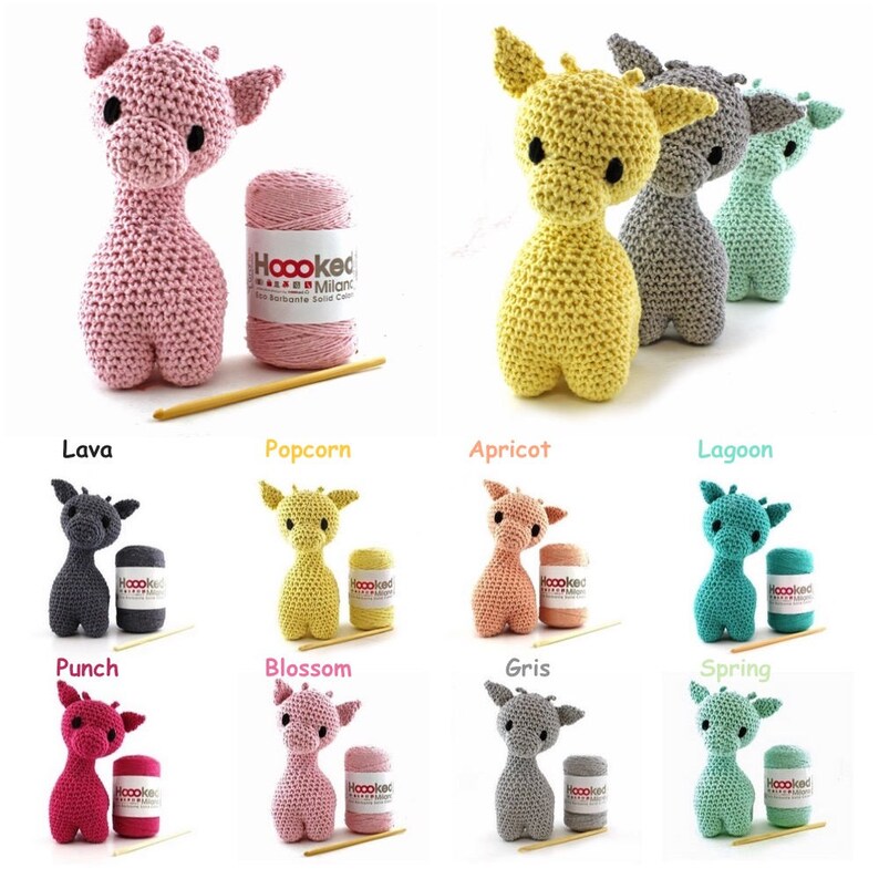 Hoooked DIY Crochet Kit Ziggy Giraffe Amigurumi Eco Barbante Etsy
