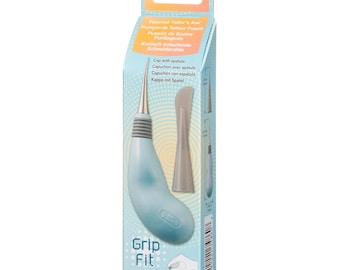 May include: A light blue and gray Grip Fit Tapered Tailor's Awl with a spatula cap, packaged in a blue and white box. The awl has a silver tip and a comfortable grip. The box includes text in multiple languages.