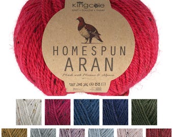 King Cole Homespun Aran 50 g - Breigaren Gebreide haakwol Alle tinten Merino