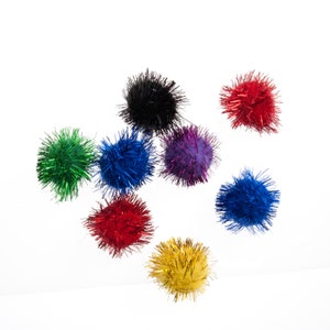 Trimits Glitter Pom Poms 1.3cm/2.5cm : Assorted Colours Packs