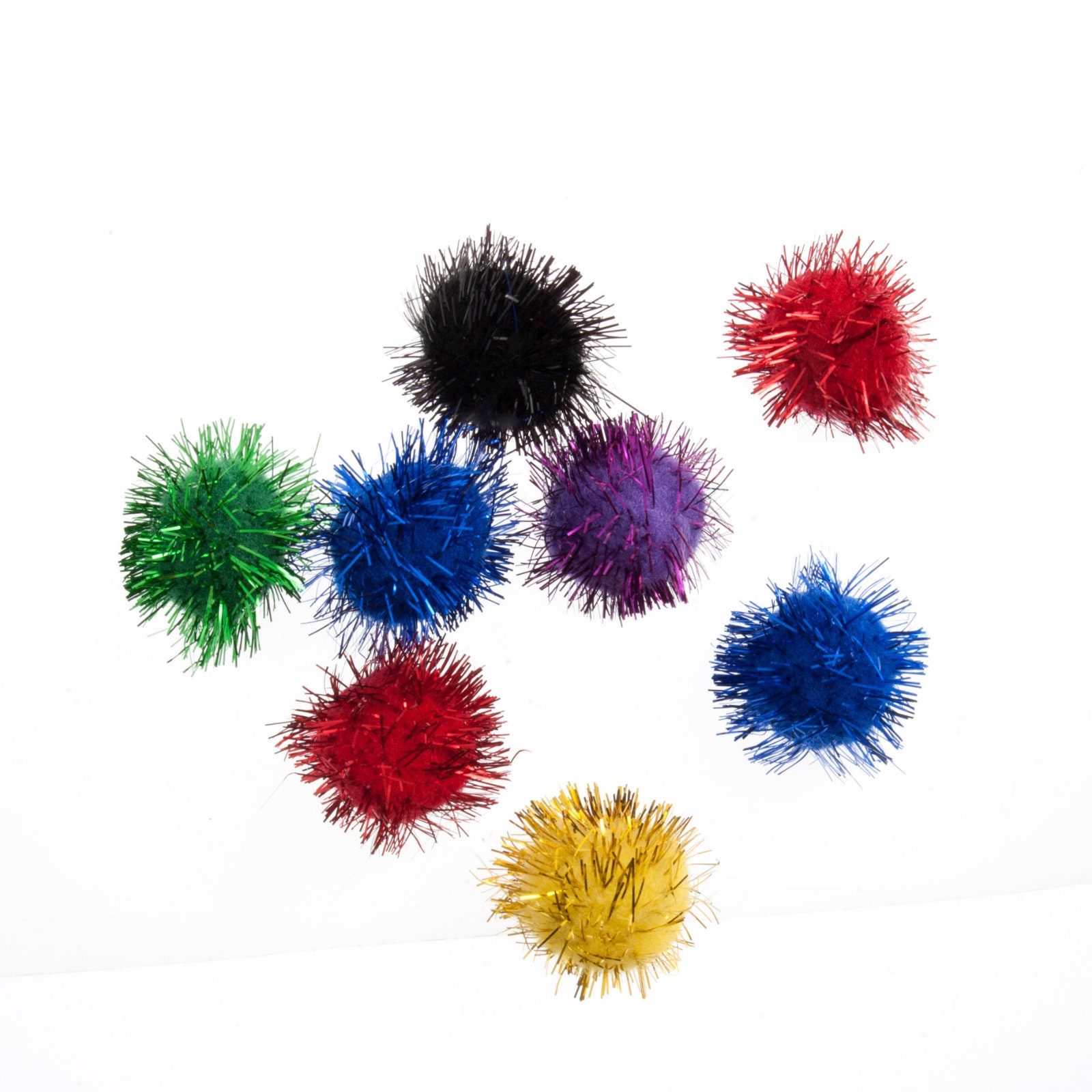 200pcs Assorted Sparkle Glitter Pom Poms Balls for Arts Craft Kids DIY Accessories 30mm