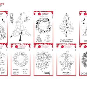 Houtwerk Clear Singles Bubble Bloom 4" x 6" Postzegels, kerstmis, boom, ster, hulst, kerstbal