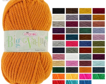 King Cole Big Value Super Chunky Acrylic Wool Yarn 100g Ball - All Colours