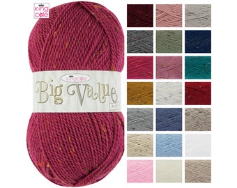 King Cole Big Value Aran Wool 100g Acrylic Knitting Yarn Wool - All Colours