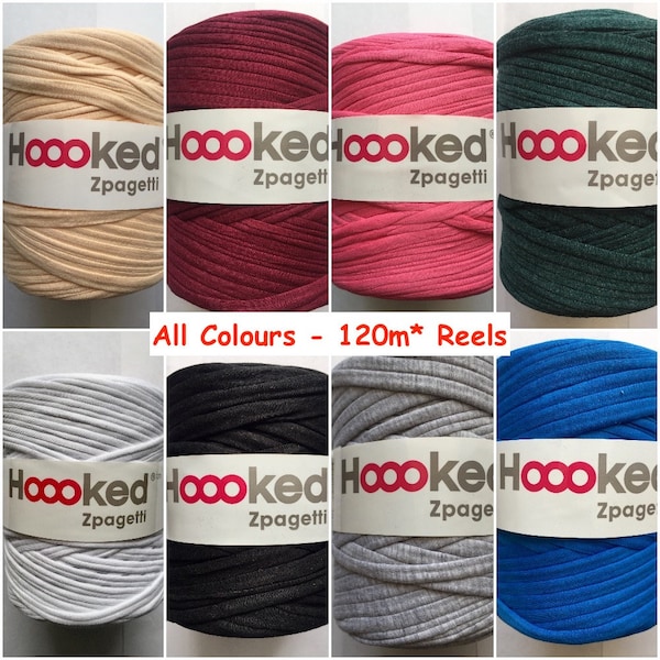 Hoooked Zpagetti Recycled T-shirt Jersey Yarn Giant Bobbin 120m Crochet Knitting ALL COLOURS