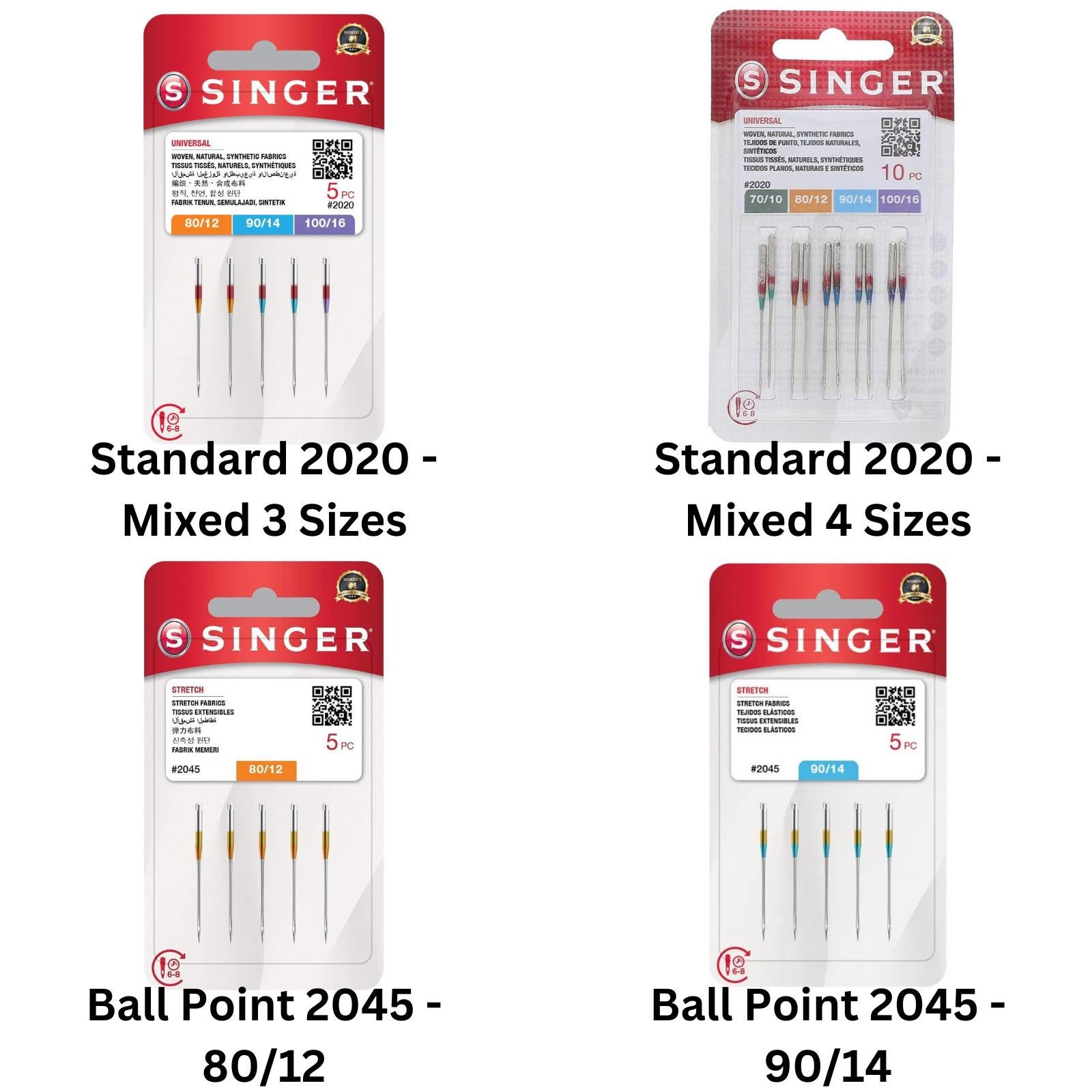 Singer Ball Point Needles Singer Sewing Machine Needles - All Styles / Sizes - Domestic Standard ...