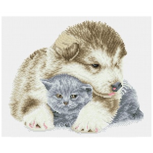 Diamond Dotz Squares - Besties - 41 x 33cm - Dog and Cat - Cuddles - Make - Gift