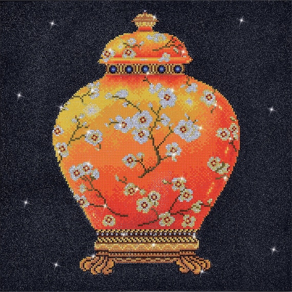 ダイヤモンドペインティング 花瓶と花 ダイヤモンド ドッツ - ダイヤモンド ペインティング キット - 赤い