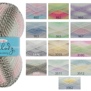 King Cole Melody DK Pastels Knitting Yarn 100g Ball - Double Knit Wool Crochet