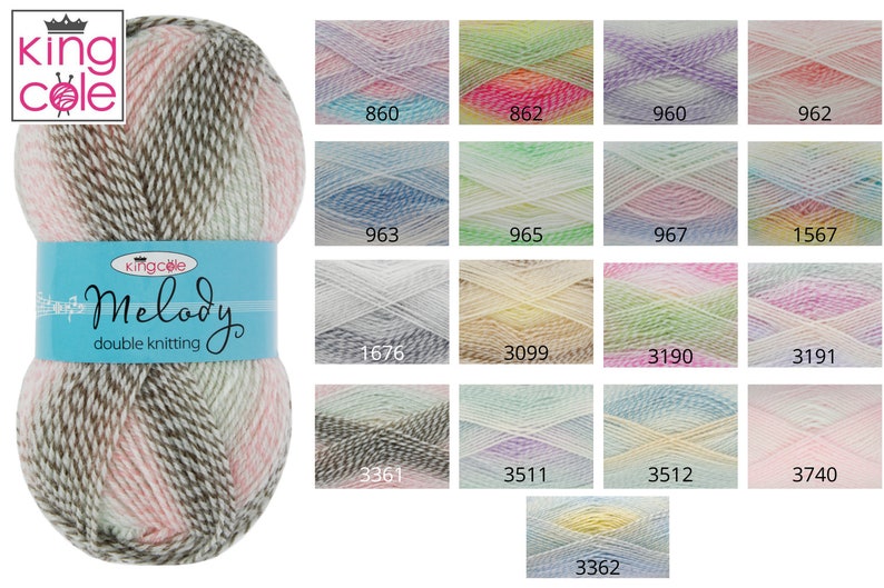 King Cole Melody DK Pastels Knitting Yarn 100g Ball Double Knit Wool Crochet image 1