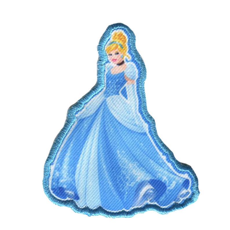 Disney Princesses Appliques Iron On Motifs Patches Ariel Cinderella Belle Snow White Aurora Rapunzel Brave Cinderella 8cm x 7cm