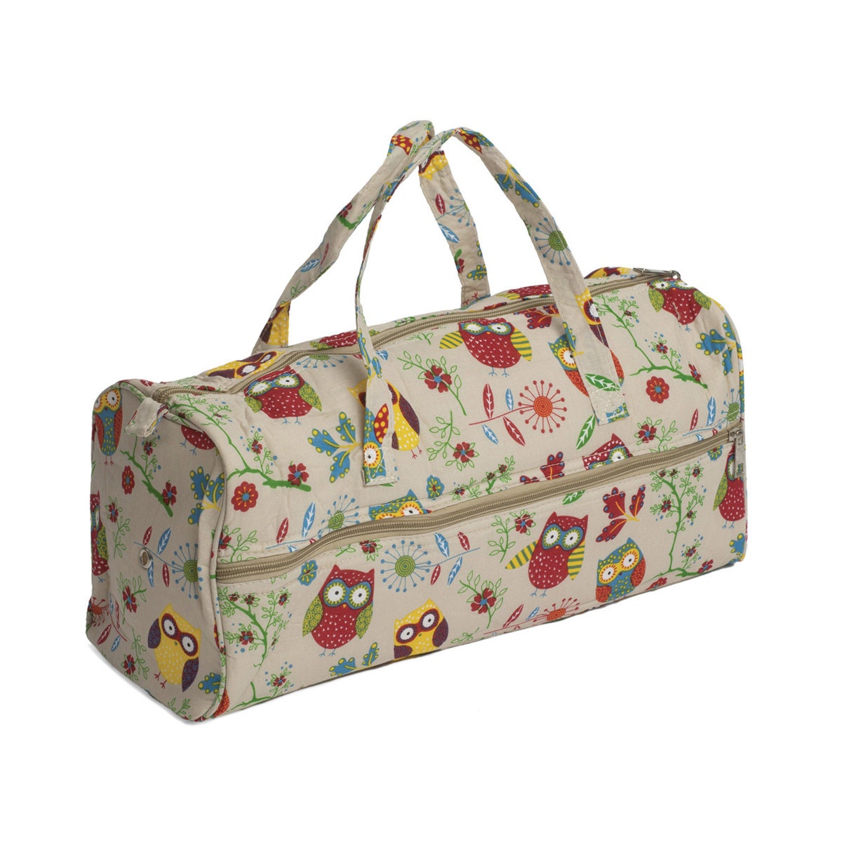 Luxury Knitting Bag Craft Bag by Hobbygift Sewing Yarn Owls Beige