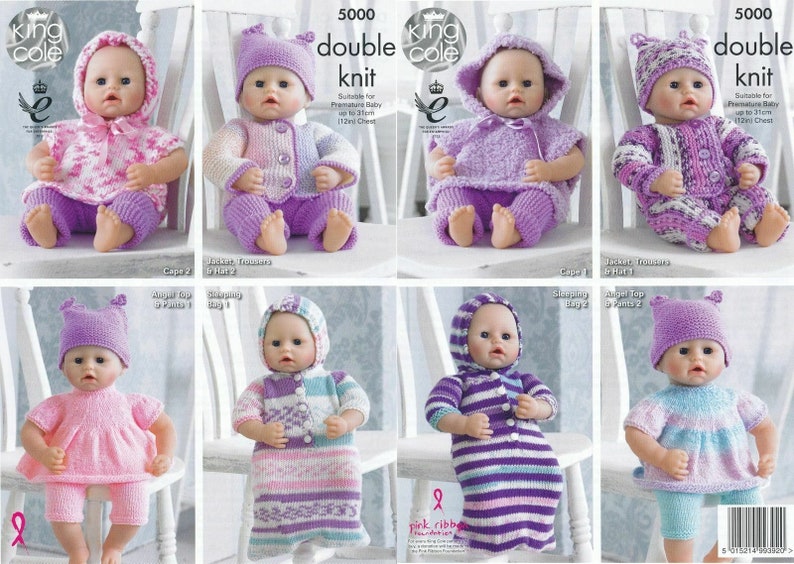 King Cole Knitting Pattern Dolls Clothes / Premature Baby in Etsy UK