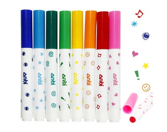 Tampons marqueurs lavables Creativ, couleurs assorties, 8 pièces/1 paquet coeur musical sourire