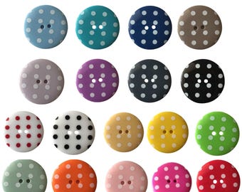 Round Plastic Polka Dot Spot 2 Hole Buttons