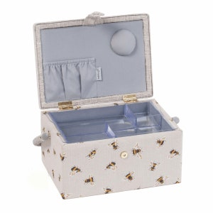 HobbyGift Medium Sewing Basket Embroidered Bee Design High Quality Storage Box zdjęcie 2