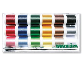Madeira doorzichtige doos – Polyneon – nr. 40 – 18 x 400 m – spoelen – garen – 8045