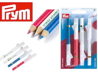 Prym 4x Kreide Bleistifte mit Pinsel - rosa/weiß/blau - Schneider Schneider Kreide