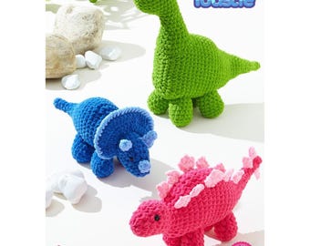 King Cole Pattern Dinosaurs crocheted in Toastie 9198