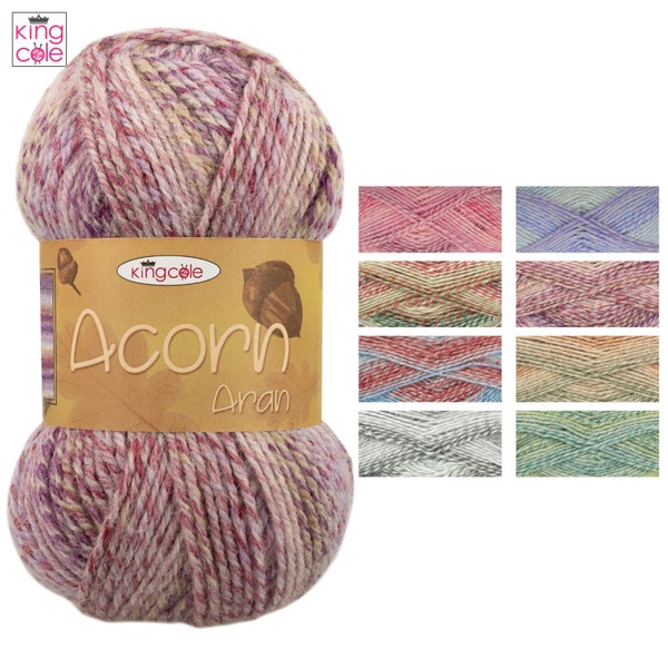 King Cole Acorn Aran 100g Yarn Wool Knitting Garments Acrylic - All Colours