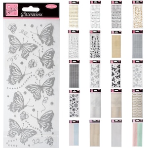 Pegatinas con purpurina de Anitas, variadas, para hacer tarjetas y álbumes de recortes, con números, mariposas, lunares y feliz cumpleaños
