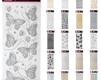 Pegatinas con purpurina de Anitas, variadas, para hacer tarjetas y álbumes de recortes, con números, mariposas, lunares y feliz cumpleaños