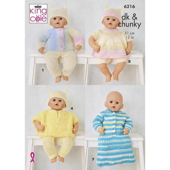 King Cole Doll's Clothes Knitting Pattern Pattern 6216 - Double Knit & Chunky King Cole Doll's Clothes Knitting Pattern Pattern 6216 - Double Knit & Chunky