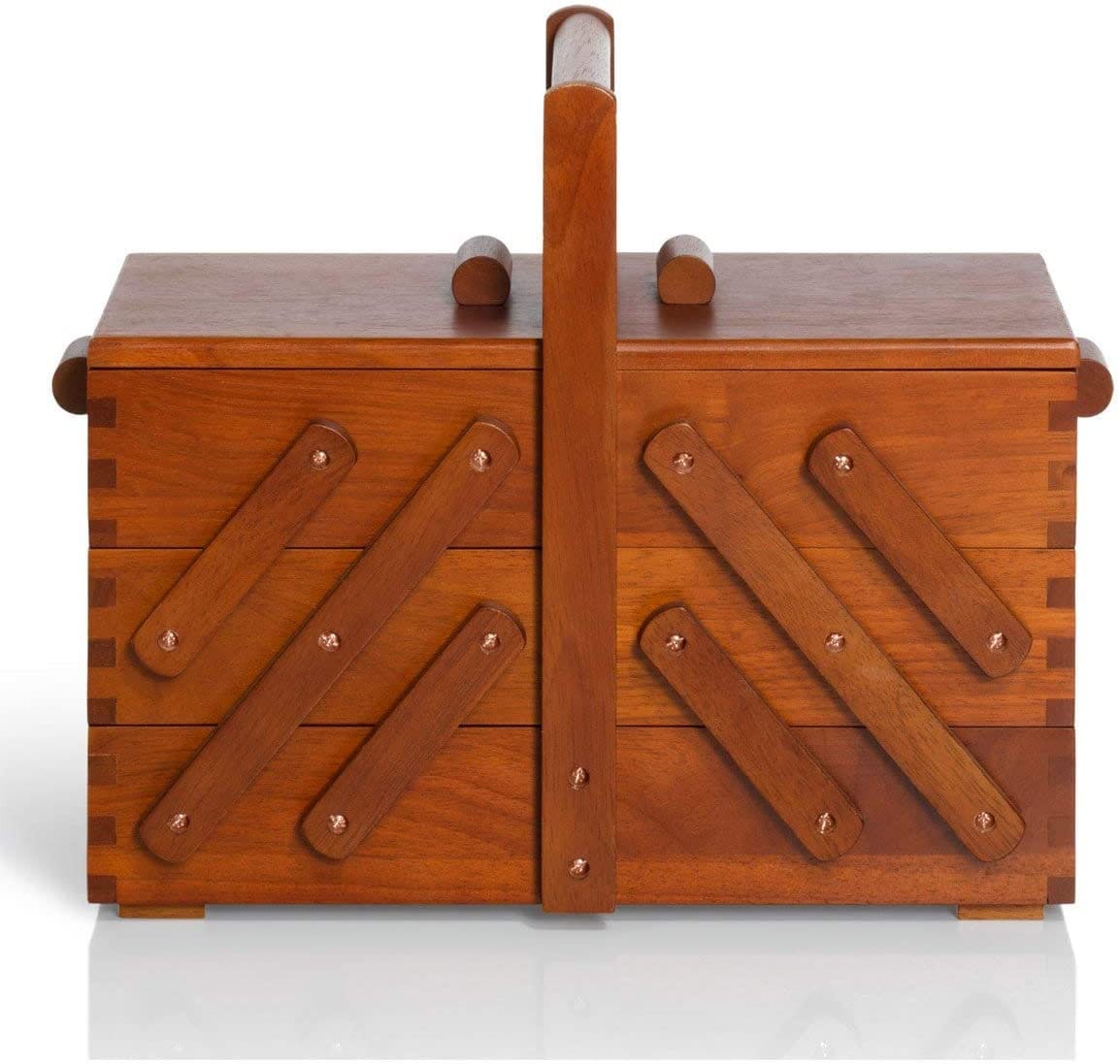 Prym Wooden Cantilever Sewing Basket Storage Box Sewing Dark Etsy