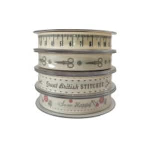 Berisfords 15 mm Sewing Theme Ribbons Craft Décor Cakes tape wishes