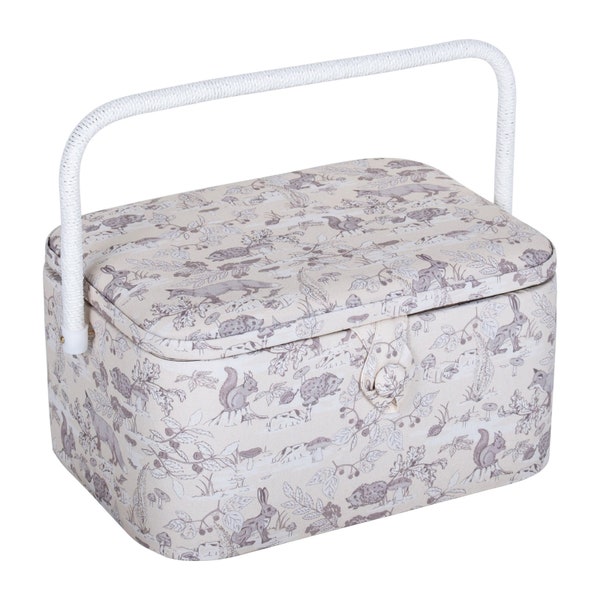 HobbyGift Sewing Box (L) - Oval - Woodland Toile - Storage - Basket - HGLO\647
