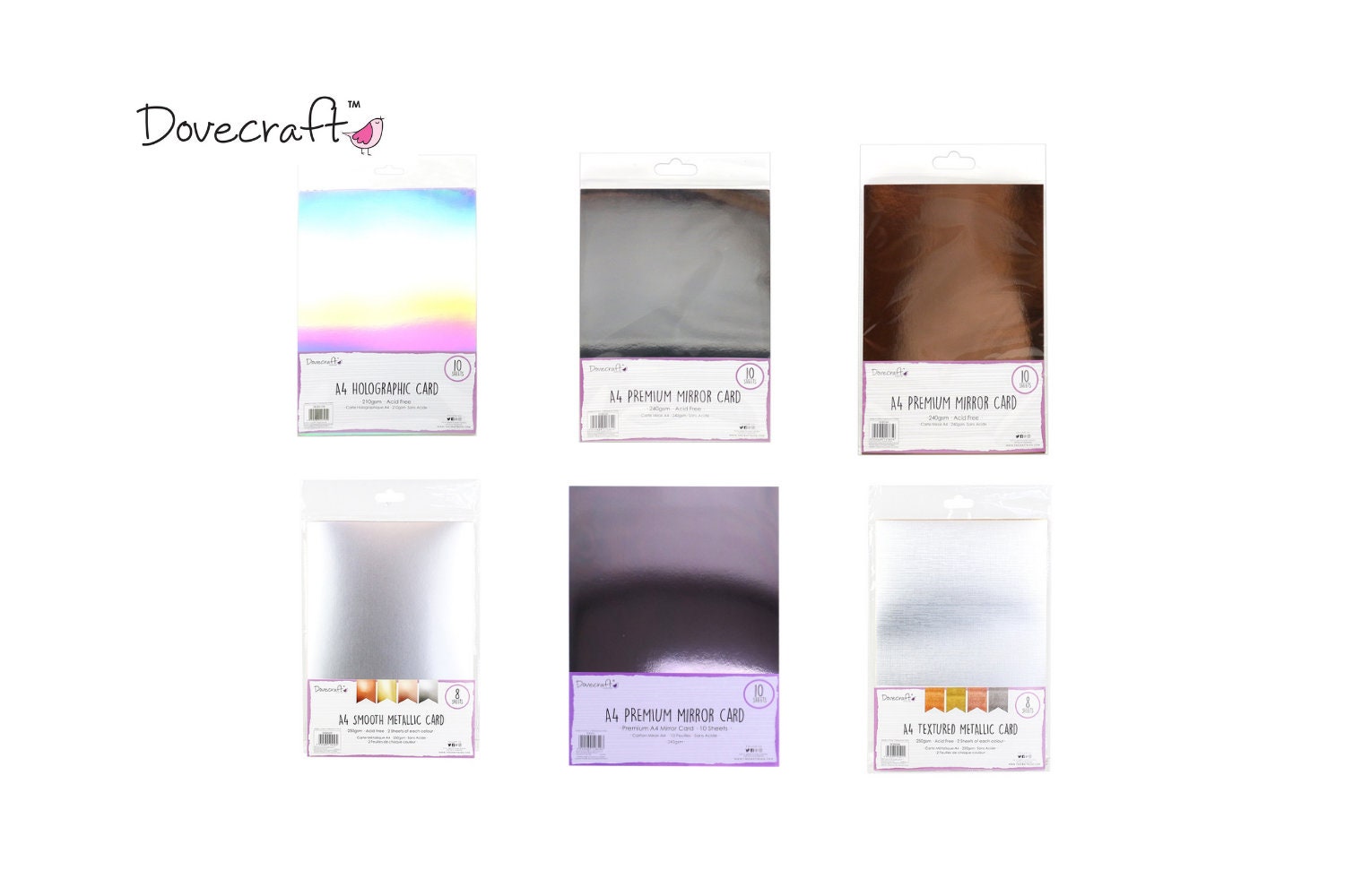 Dovecraft A4 Metallic Textured Card - 8pk Dovecraft A4 Metallic Textured Card - 8pk