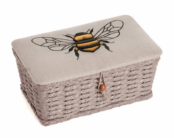 HobbyGift Petite boîte à coudre - Panier tissé - Abeille en lin