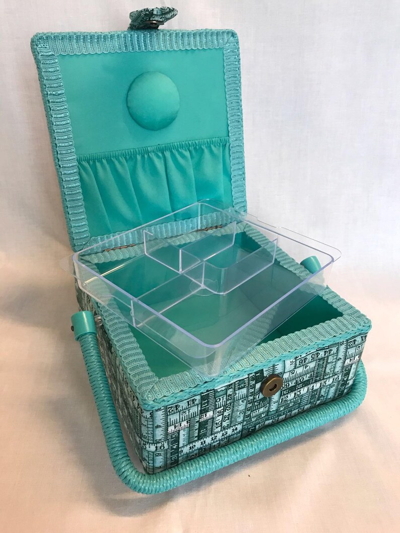 Luxury Small Sewing Basket Blue Red Sewing Design Craft Box Storage Case Gift