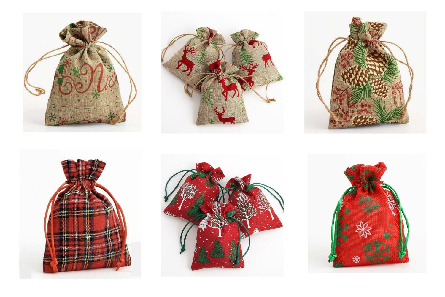 Christmas Hessian Drawstring Favour Bags Wedding Linen Fabric Etsy