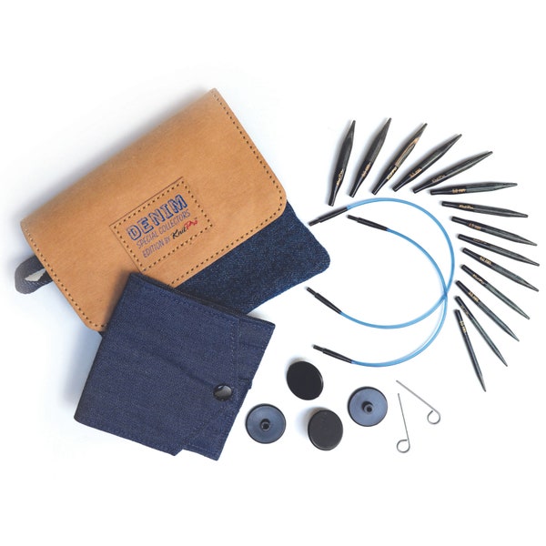 Symfonie Indigo Wood: Mini Interchangeable Needle Set - Denim Set , Tips Cables