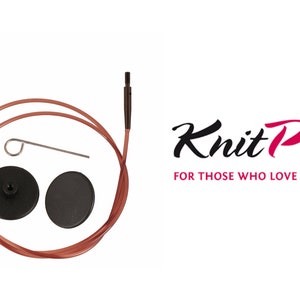 May include: A set of Knit Pro interchangeable circular knitting needles with a red cable and black end caps. The set includes a cable key and a Knit Pro logo with the text "For those who love to knit."