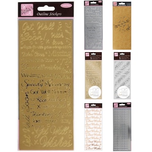 Pegatinas con contornos de Anitas Versos - Manualidades con tarjetas para scrapbooking - Recupérate pronto - Hecho por - Costura, acolchado, tejido, bordado, trabajo detallado