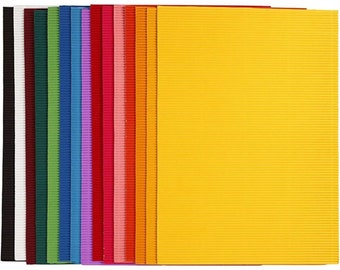May include: A set of 12 sheets of corrugated cardboard in various colors, including white, green, blue, purple, pink, orange, and yellow.